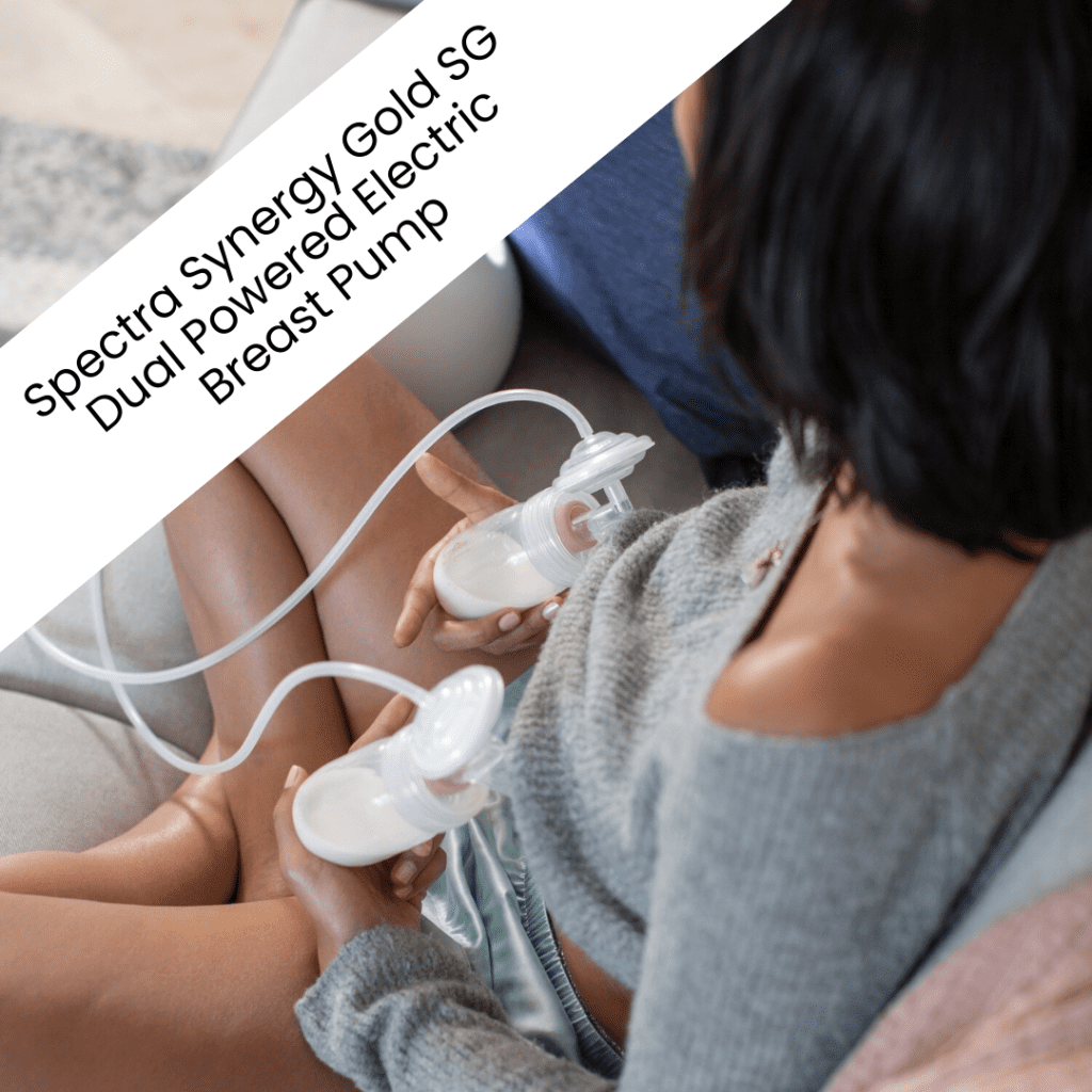 mom using the spectra synergy gold sg dual powered electric breast pump